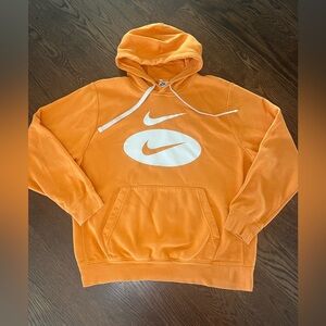 Orange Nike Men's large Hoodie sweatshirt double logo front pocket